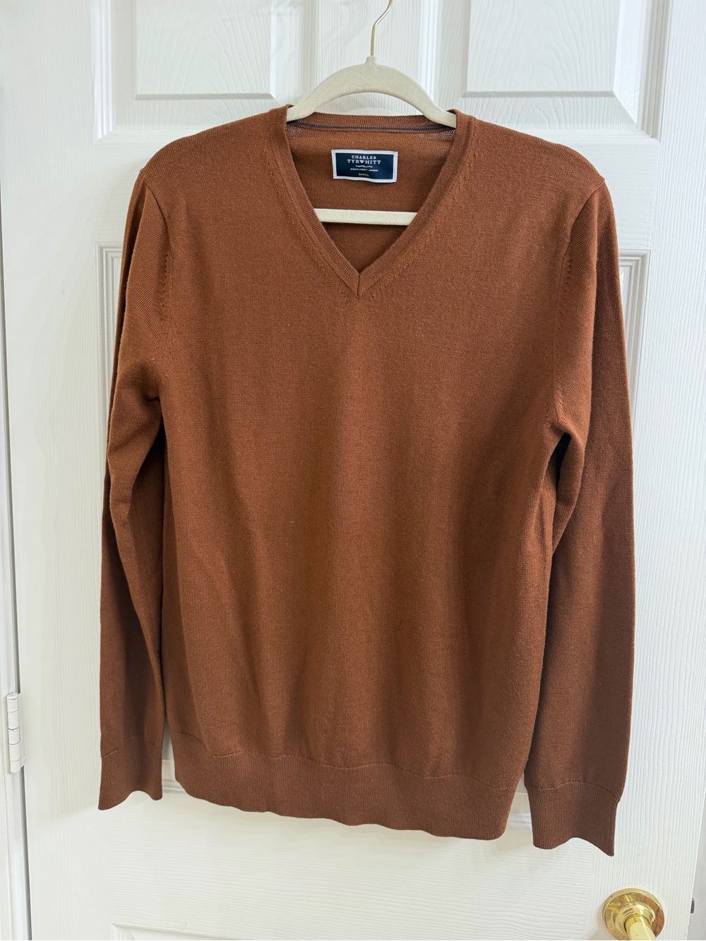 Charles Tyrwhitt Men's V-Neck Sweater in Brown Size S